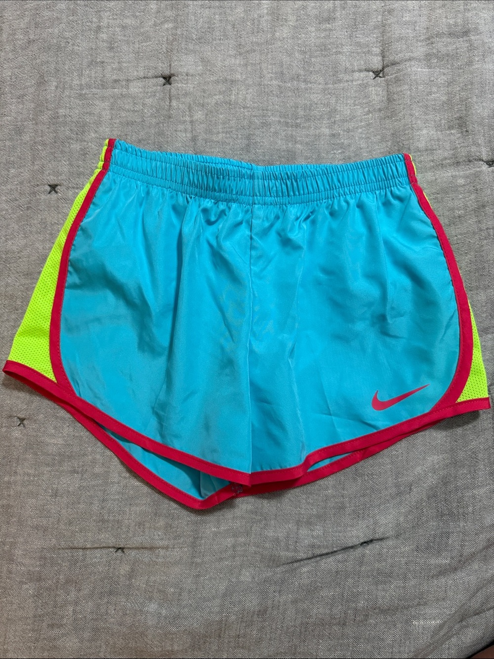 Nike Kids Turquoise Athletic Shorts with Pink Trim
